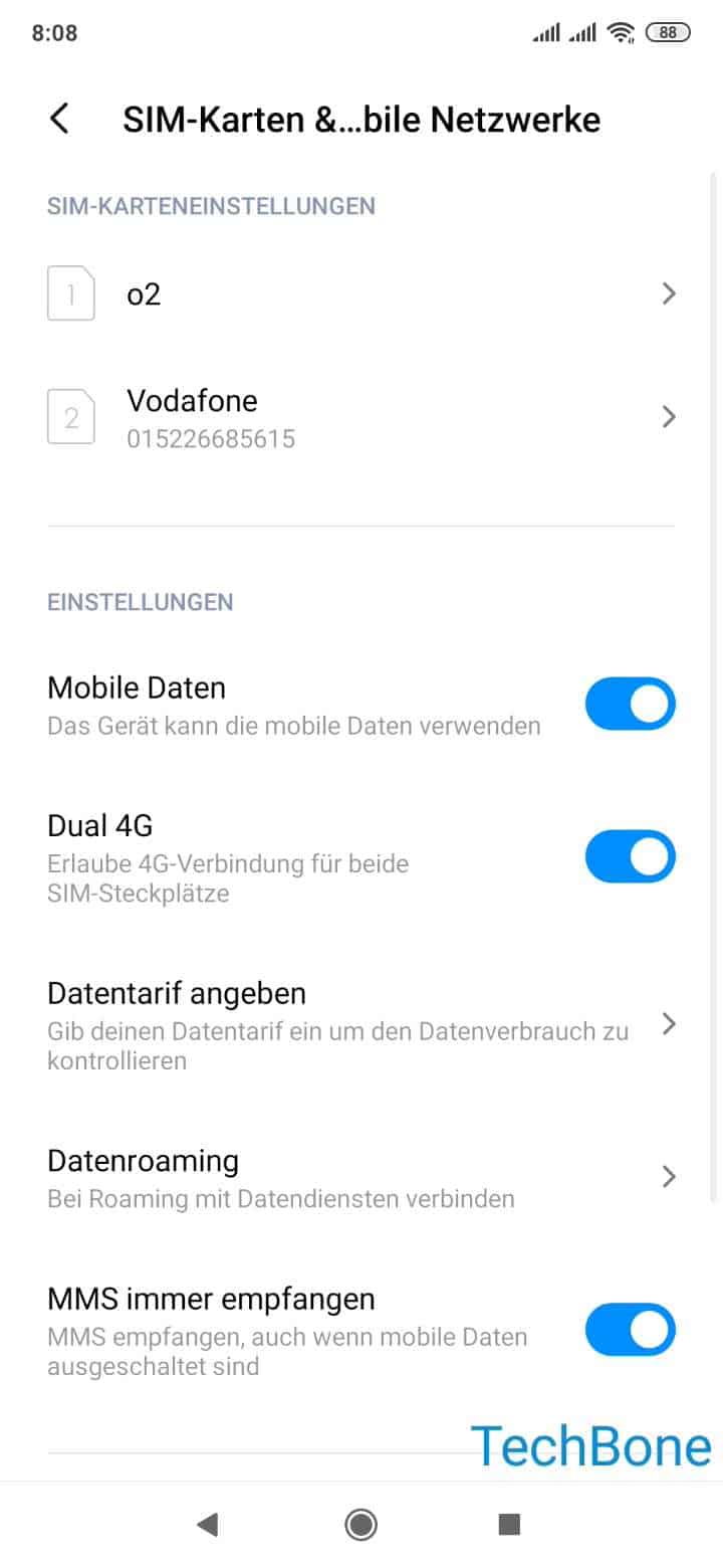 Mobile Daten ein-/ausschalten - Xiaomi Handbuch | TechBone