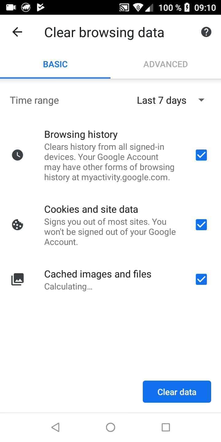 Clear browsing data - Android 8 Manual | TechBone