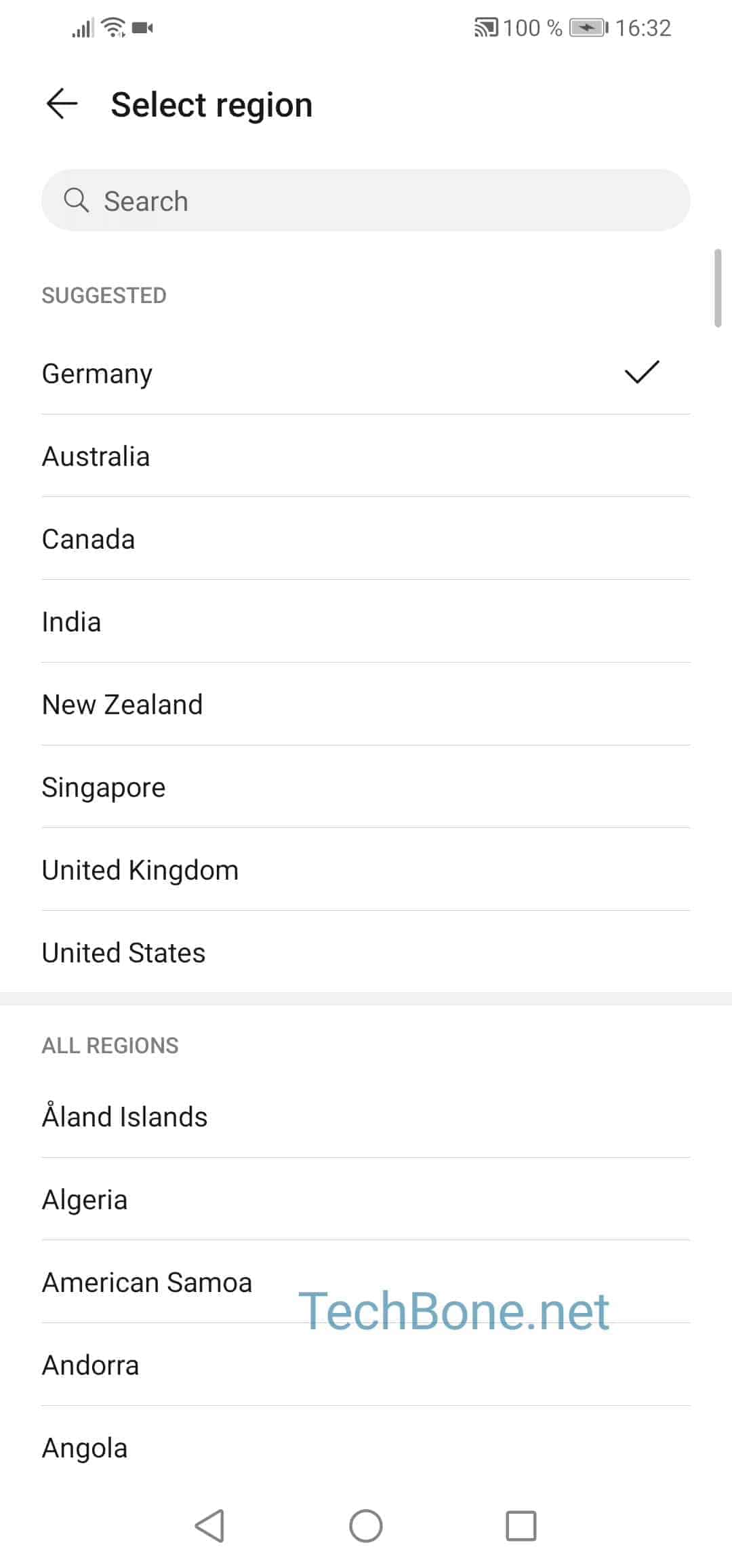 как поменять регион на телефоне huawei