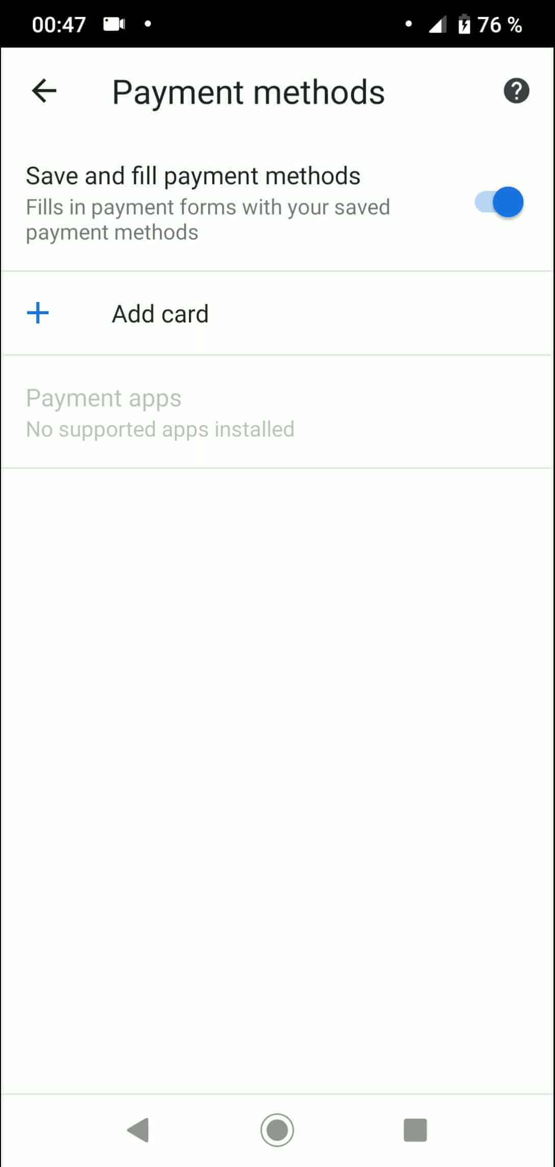 Save & fill payment methods - Android 9 Manual | TechBone