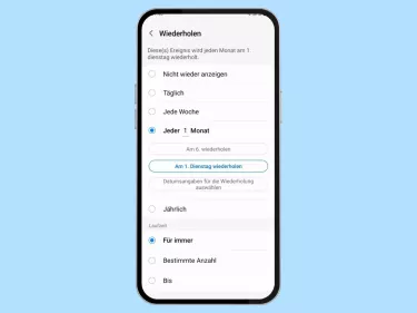 Samsung: Im Kalender wiederkehrende Termine erstellen