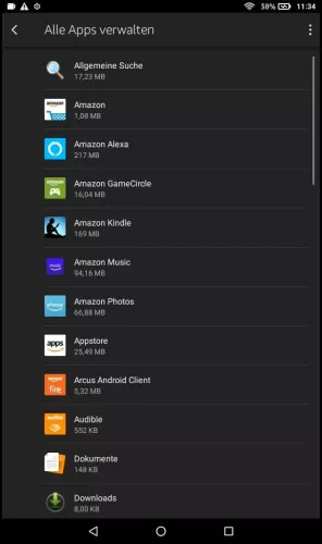 Amazon Fire Tablet Fire OS 6 App wählen