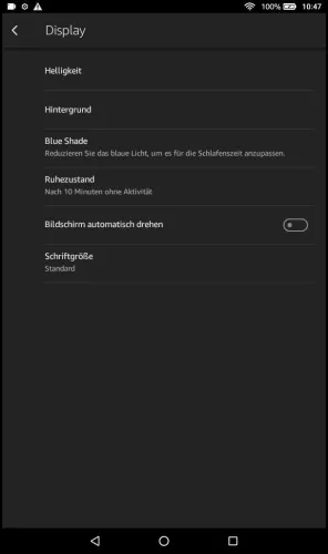 Amazon Fire Tablet Fire OS 6 Bildschirm automatisch drehen