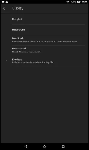 Amazon Fire Tablet Fire OS 6 Helligkeit