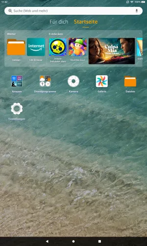 Amazon Fire Tablet Fire OS 8 App auf Startbildschirm halten