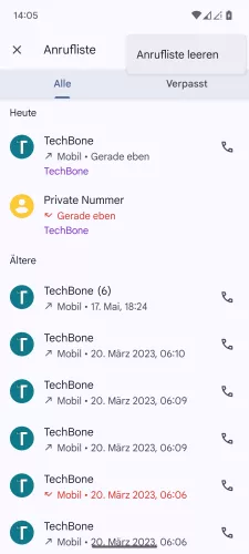 Android Android 15 Anrufliste leeren