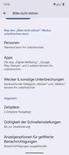 Android Android 15 Anzeigeoptionen für gefilterte Benachrichtigungen