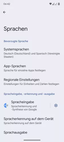 Android Android 15 App-Sprachen