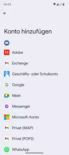 Android Android 15 Kontotyp wählen Android Android 15 Kontotyp wählen
