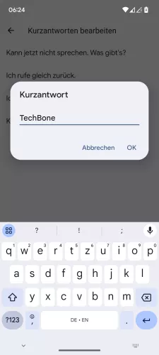 Android Android 15 Kurzantwort bearbeiten