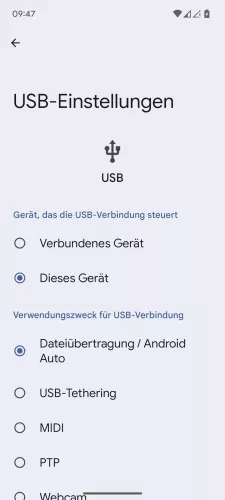 Android Android 15 Verwendungszweck ändern