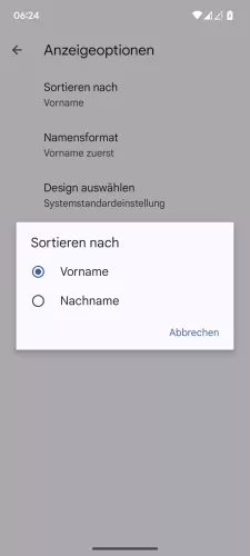 Android Android 15 Vorname oder Nachname