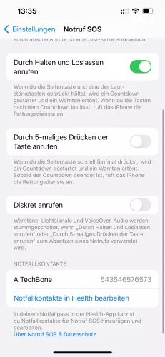 Apple iPhone iOS 17 Durch 5-maliges Drücken der Taste anrufen