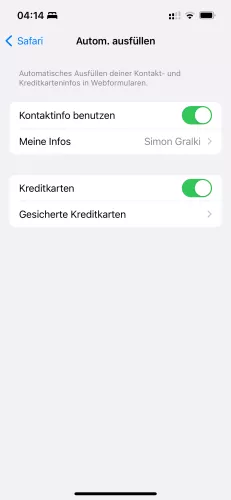 Apple iPhone iOS 17 Kreditkarten