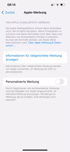 Apple iPhone iOS 17 Personalisierte Werbung