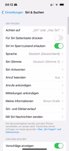 Apple iPhone iOS 17 Siri im Sperrzustand erlauben