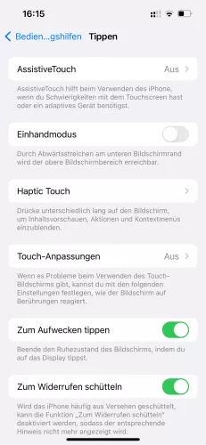 Apple iPhone iOS 17 Touch-Anpassungen