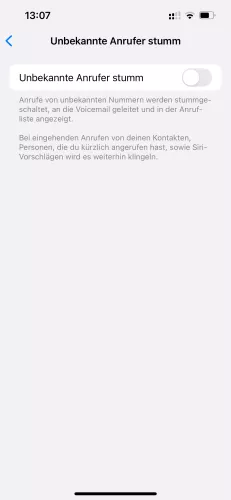 Apple iPhone iOS 17 Unbekannte Anrufer stumm