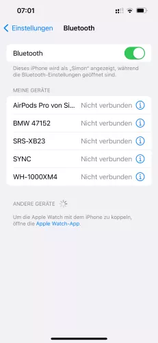 Apple iPhone iOS 17 Verbindung öffnen
