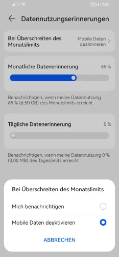 Huawei Android 10 - EMUI 12 Aktion wählen