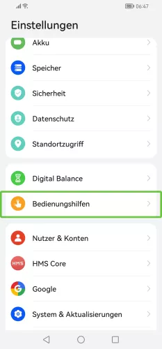 Huawei Android 10 - EMUI 12 Bedienungshilfen