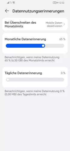 Huawei Android 10 - EMUI 12 Bei Überschreiten des Monatslimits