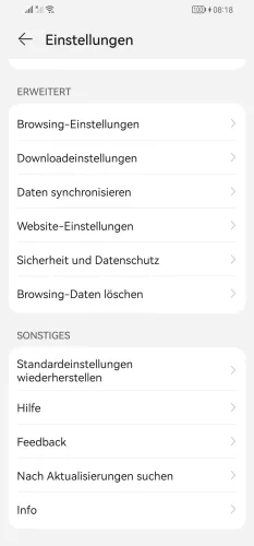 Huawei Android 10 - EMUI 12 Browsing-Daten löschen