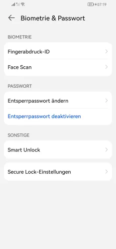 Huawei Android 10 - EMUI 12 Face Scan