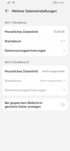 Huawei Android 10 - EMUI 12 Monatliches Datenlimit