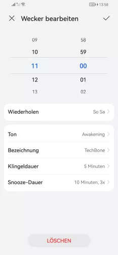 Huawei Android 10 - EMUI 12 Snooze-Dauer