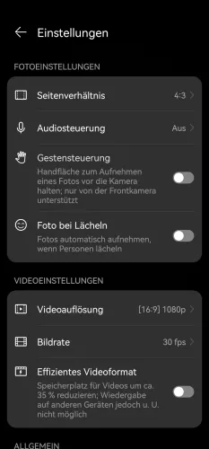 Huawei Android 10 - EMUI 12 Videoauflösung