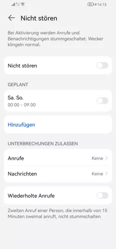 Huawei Android 10 - EMUI 12 Wiederholte Anrufe zulassen