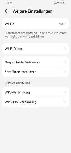 Huawei Android 10 - EMUI 12 WPS-Verbindung