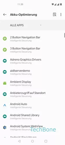 OnePlus Android 10 - OxygenOS 10 Menü