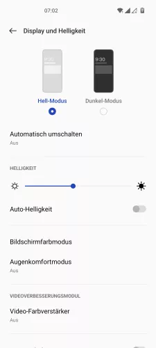 OnePlus Android 12 - OxygenOS 12 Augenkomfortmodus (Nachtmodus)