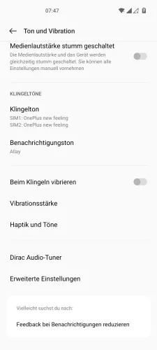 OnePlus Android 12 - OxygenOS 12 Erweiterte Einstellungen