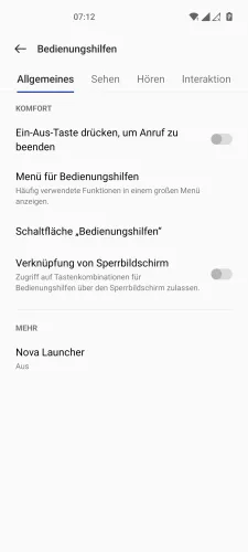 OnePlus Android 12 - OxygenOS 12 Menü für Bedienungshilfen