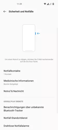 OnePlus Android 12 - OxygenOS 12 Notfall-Standortdienst
