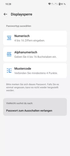 OnePlus Android 14 - OxygenOS 14 Entsperrmethode wählen