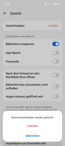 OnePlus Android 14 - OxygenOS 14 Gesichtsdaten löschen