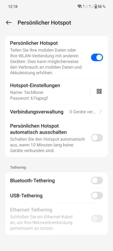 OnePlus Android 14 - OxygenOS 14 Hotspot-Einstellungen