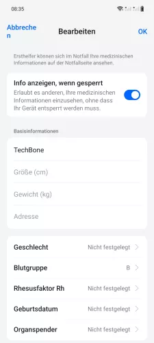 OnePlus Android 14 - OxygenOS 14 Notfallinfos hinzufügen