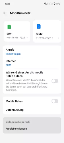 OnePlus Android 14 - OxygenOS 14 SIM-Karte wählen