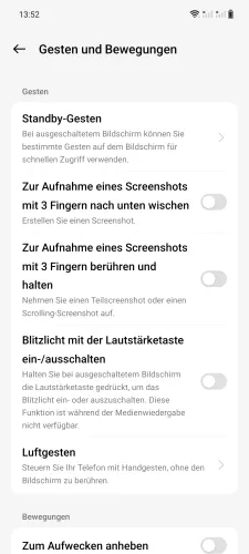 OnePlus Android 14 - OxygenOS 14 Standby-Gesten