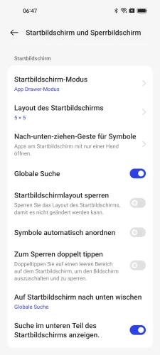 Oppo Android 13 - ColorOS 13 Auf Startbildschirm nach unten wischen