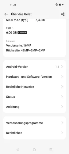 Oppo Android 13 - ColorOS 13 Hardware- und Software- Version