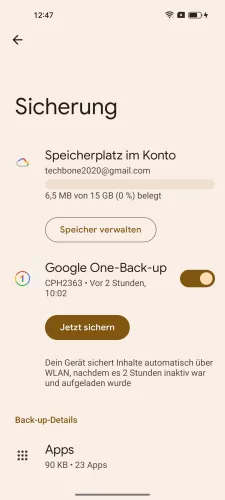 Oppo Android 13 - ColorOS 13 Speicherplatz im Konto