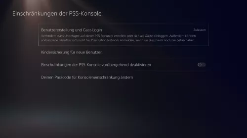 PlayStation 5 PlayStation 5 Benutzereinstellungen und Gast-Login