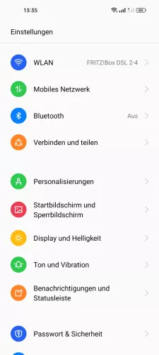 Realme Android 12 - realme UI 3 Benachrichtigungen und Statusleiste
