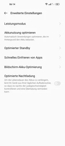 Realme Android 12 - realme UI 3 Bildschirm-Akku-Optimierung
